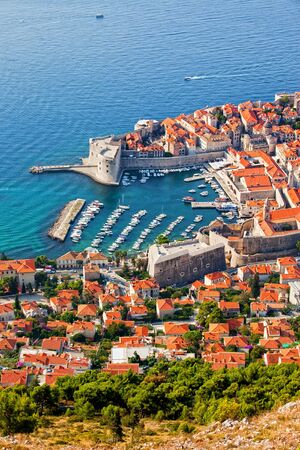 Dubrovnik Old Town on the Adriatic Sea in Croatia, aerial viewの写真素材
