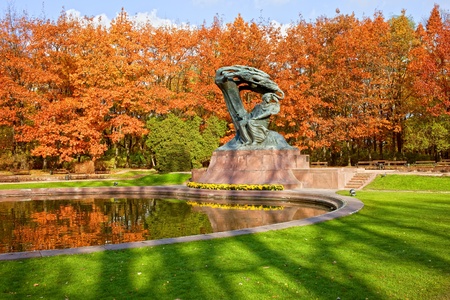 Friderick Chopin monument in the Lazienki Park in Warsaw, Polandの写真素材