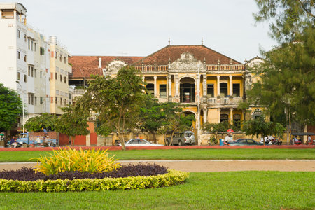 PHNOM PENH, CAMBODIA -  NOVEMBER 16: French Indochina Colonial Architecture in the city centre of Phnom Penh, Cambodia on November 16, 2007のeditorial素材