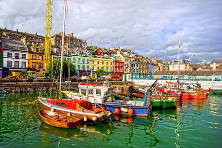 Picturesque scenery of the Cobh town harbour in Ireland, Cork County, HDR techniqueの写真素材
