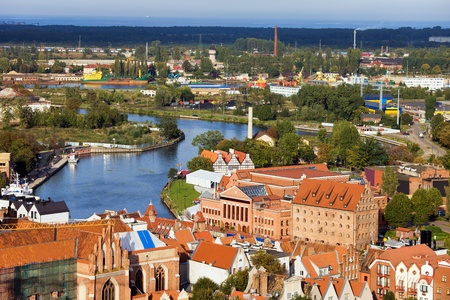 Scenic view from above over the city of Gdansk (Danzig) in Polandの写真素材