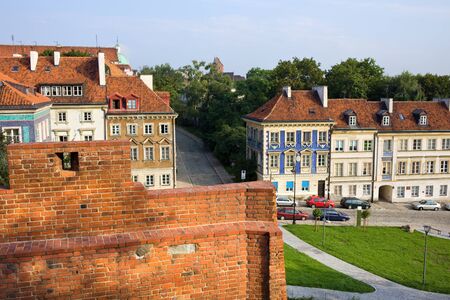 View from the Old Town walls over the New Town tenement houses in Warsaw, Polandの写真素材