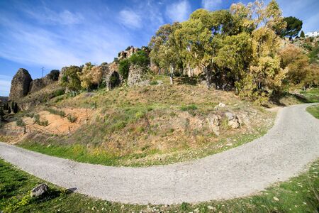 Rural road turn in Andalusia countryside, Spain.の写真素材