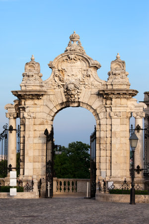 Habsburg Gate to the Royal Palace (Buda Castle) in Budapest, Hungary.のeditorial素材