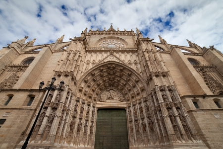 Door of Assumption (Spanish: Puerta de la Asuncion) of the Sevilla Cathedral (Spanish: Catedral de Santa Maria de la Sede) in Spain, main portal of the west facade.の写真素材