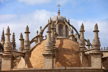 Dome of the 15-16th century Cathedral of Seville in Spain, Andalusia region.の写真素材