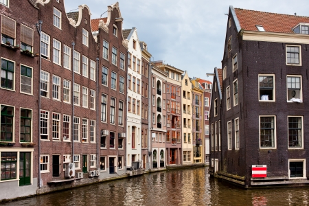 Amsterdam canal houses, traditional, historic, residential architecture in the capital city of the Netherlands.の写真素材