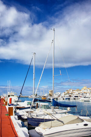 Puerto Banus holiday resort marina on Costa del Sol near Marbella in Spain, Andalusia region, Malaga province.の写真素材