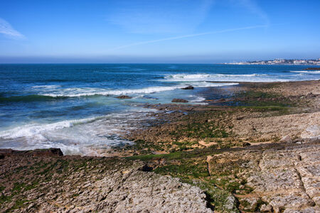 Atlantic Ocean shore in Estoril, Portugal.の写真素材