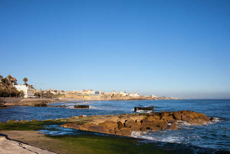 Pier and coastline of the Atlantic Ocean in Estoril, Portugal.の写真素材