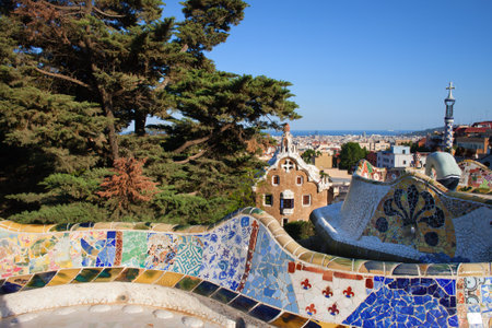 Park Guell in Barcelona, Catalonia, Spain.のeditorial素材