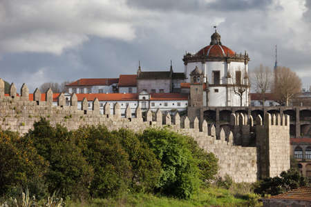 Fernandina old city wall (Muralhas Fernandinas do Porto) in Porto and Monastery of Serra do Pilar in...