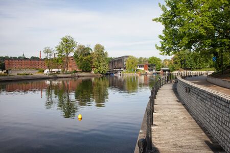 Mill Island (Wyspa Mlynska) and Brda River in Bydgoszcz, Poland.の写真素材