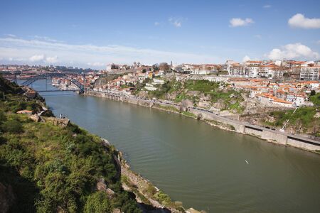 Douro river between cities of Porto and Gaia in Portugal
