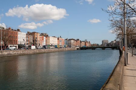 City of Dublin skyline in Ireland, River Liffey, cityscapeの写真素材