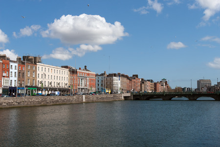 City of Dublin skyline in Ireland, view from River Liffey, cityscapeの写真素材