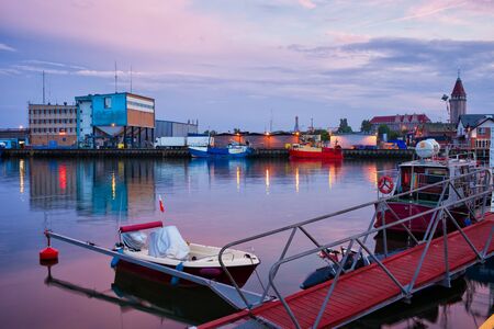 Port in Wladyslawowo town at twilight in Polandの写真素材