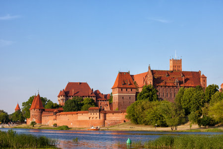 Malbork Castle at Nogat River in Poland, medieval landmarkのeditorial素材