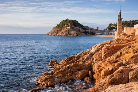 Costa Brava coast at Mediterranean Sea in Tossa de Mar town in Catalonia, Spainの写真素材