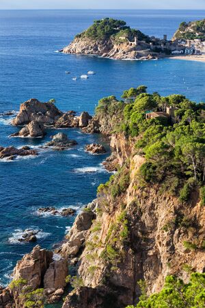 Costa Brava picturesque coastline of Mediterranean Sea in Tossa de Mar, Catalonia, Spain