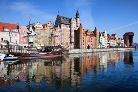 City of Gdansk in Poland, Old Town skyline, river view.の写真素材