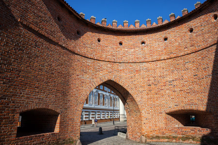 Poland, Warsaw, gate in Barbican fortification, exit from the Old Town to New Townのeditorial素材