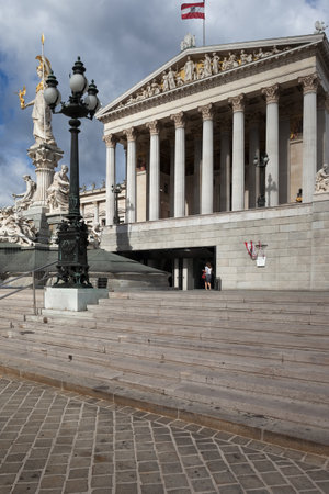 Austria, Vienna, Austrian Parliament Building, 19th century Greek Revival styleのeditorial素材