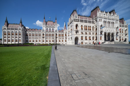 Hungarian Parliament from Kossuth Lajos Square in Budapest, Hungary, historic city landmark.のeditorial素材