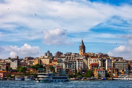 Istanbul city skyline as seen from the Golden Horn, Beyoglu district cityscape, Turkeyの写真素材