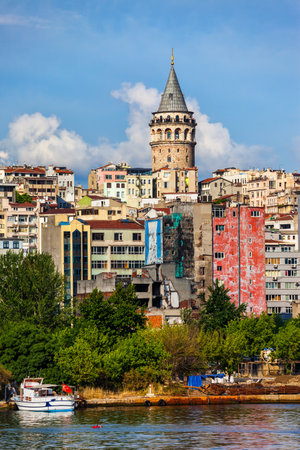 Turkey, city of Istanbul, cityscape with Galata Tower, Beyoglu district.のeditorial素材