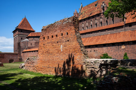 The Malbork Castle of Teutonic Knights Order in Poland, part of wall destroyed during WW2のeditorial素材