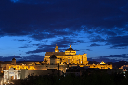 Mosque Cathedral of Cordoba (Mezquita) at night in city of Cordoba, Andalusia, Spainの写真素材