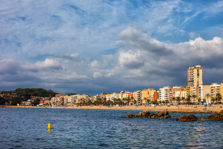 Lloret de Mar resort town skyline from the sea, Costa Brava, Catalonia, Spain.の写真素材