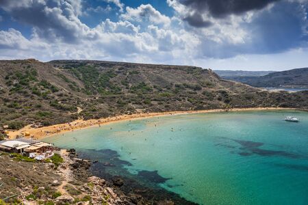 Ghajn Tuffiena Bay and Riviera Beach in Maltaの写真素材