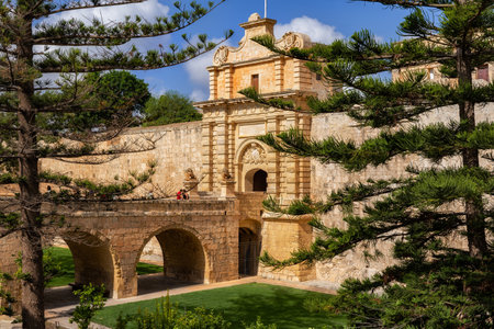 Mdina Gate (Maltese: Il-Bieb tal-Imdina) - Vilhena Gate to the Silent City of Mdina in Malta,...