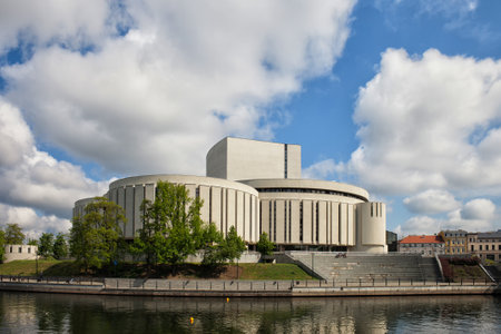 Bydgoszcz, Poland - May 21, 2015: Opera Nova building, modern musical theatre contemporary architecture, city landmarkのeditorial素材