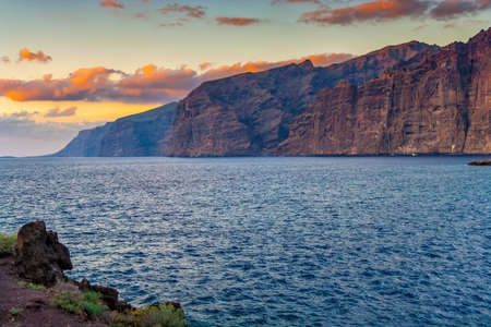 Cliffs of Los Gigantes at sunset in the Atlantic Ocean, Tenerife, Canary Islands, Spain