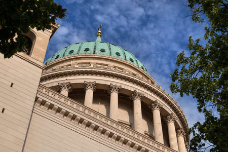 St Nicholas Church (German: St. Nikolaikirche) Neoclassical architectural details in Potsdam, Germanyの写真素材