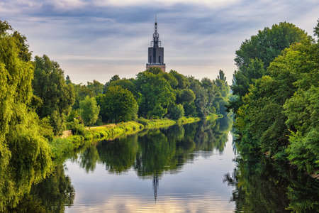 Landscape with Havel river in city of Potsdam, Brandenburg, Germany.の写真素材