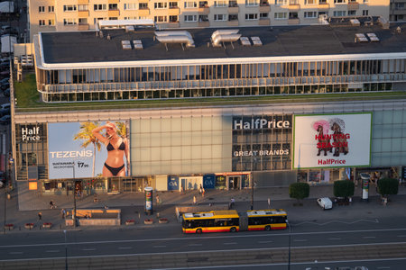 Warsaw, Poland - June 18, 2021: HalfPrice branded clothes store in department stores Wars Sawa Junior in the city center.のeditorial素材