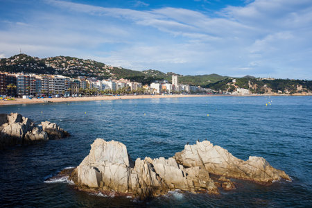 Lloret de Mar, coastal resort town on Costa Brava at Mediterranean Sea in Catalonia, Spain.の写真素材