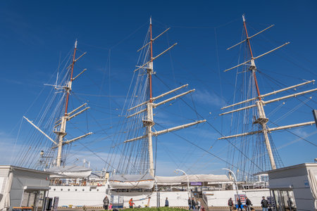 Gdynia, Poland - October 8, 2022 - Masts of Dar Pomorza (Gift of Pomerania) Polish full-rigged...