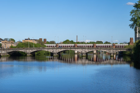 Victoria Bridge across River Clyde, road bridge in city of Glasgow, Scotland, UK.の写真素材