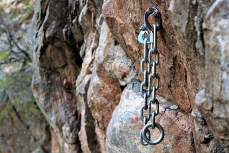Chains on a Rock Wallの写真素材
