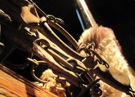 Old western type photo with iron chain links