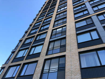Modern real estate, residential apartment building with panoramic windows