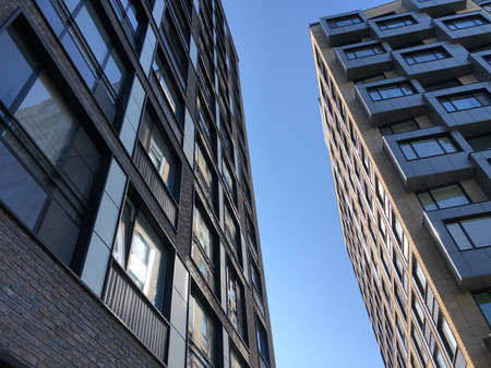 View modern background real estate, residential apartment building with panoramic windows