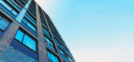Modern real estate, residential apartment building with panoramic windows