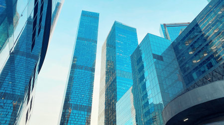 Office buildings. Skyscrapers in the business center. Modern architecture, glass facade of...