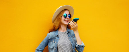 Happy smiling young woman holding talking on the phone, joyful girl using smartphone, takes calling...